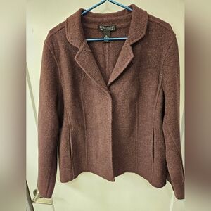 NWT - Heavy Wool Felt Blend Brown Sweater Blazer - Size XL